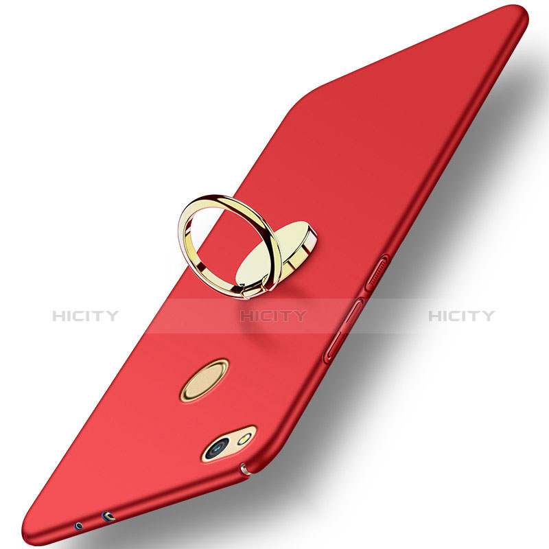 Cover Plastica Rigida Opaca con Anello Supporto A02 per Huawei P8 Lite (2017) Rosso