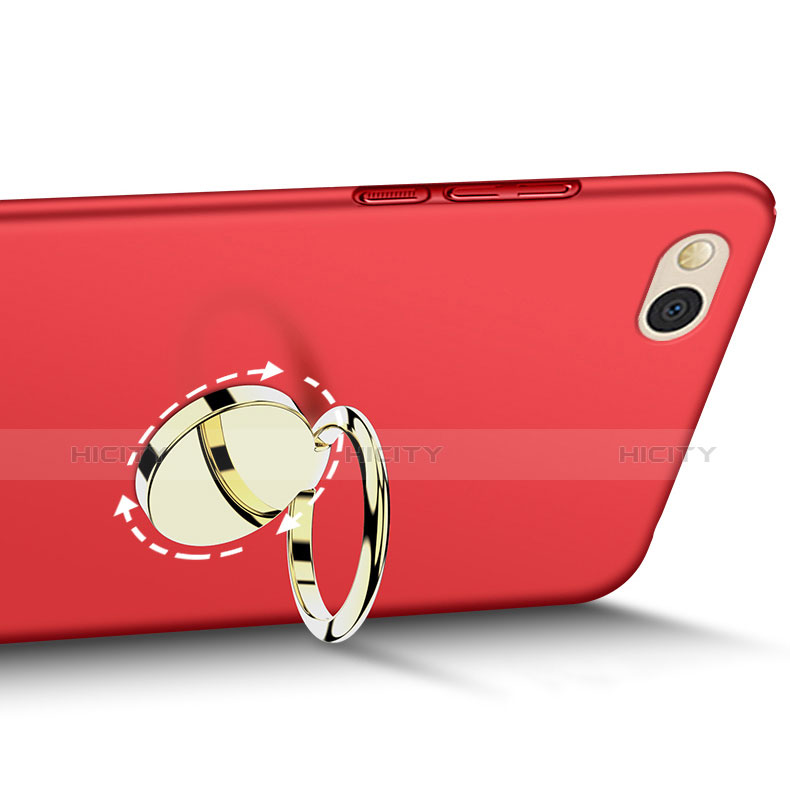 Cover Plastica Rigida Opaca con Anello Supporto A02 per Xiaomi Mi 5C Rosso