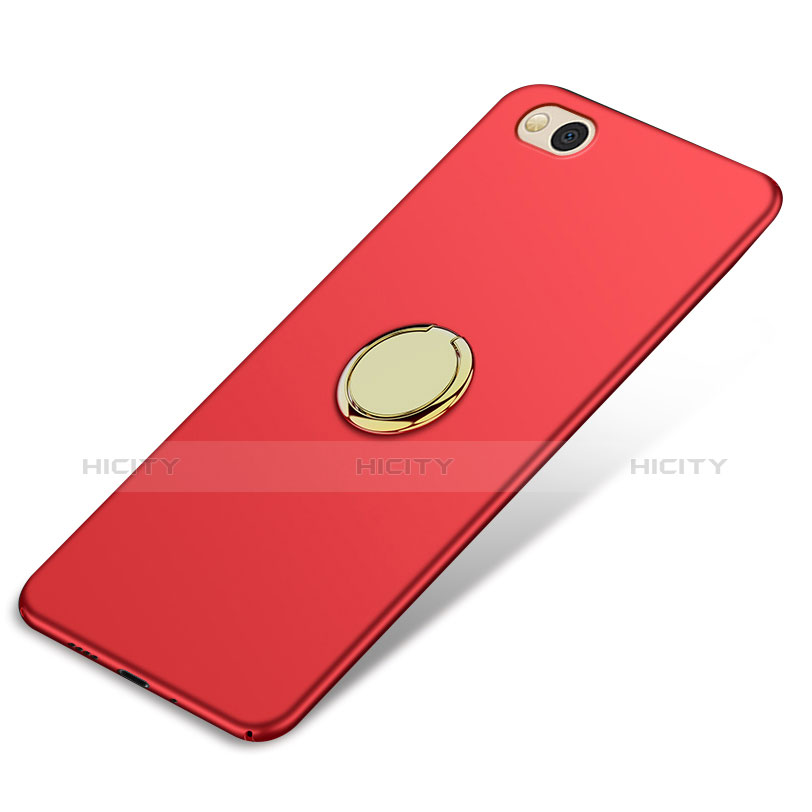 Cover Plastica Rigida Opaca con Anello Supporto A02 per Xiaomi Mi 5C Rosso