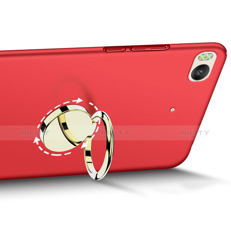 Cover Plastica Rigida Opaca con Anello Supporto A02 per Xiaomi Mi 5S 4G Rosso