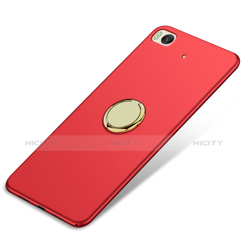 Cover Plastica Rigida Opaca con Anello Supporto A02 per Xiaomi Mi 5S Rosso
