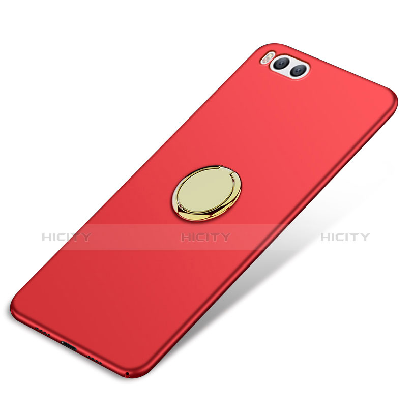 Cover Plastica Rigida Opaca con Anello Supporto A02 per Xiaomi Mi 6 Rosso