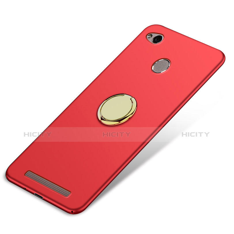 Cover Plastica Rigida Opaca con Anello Supporto A02 per Xiaomi Redmi 3 High Edition Rosso