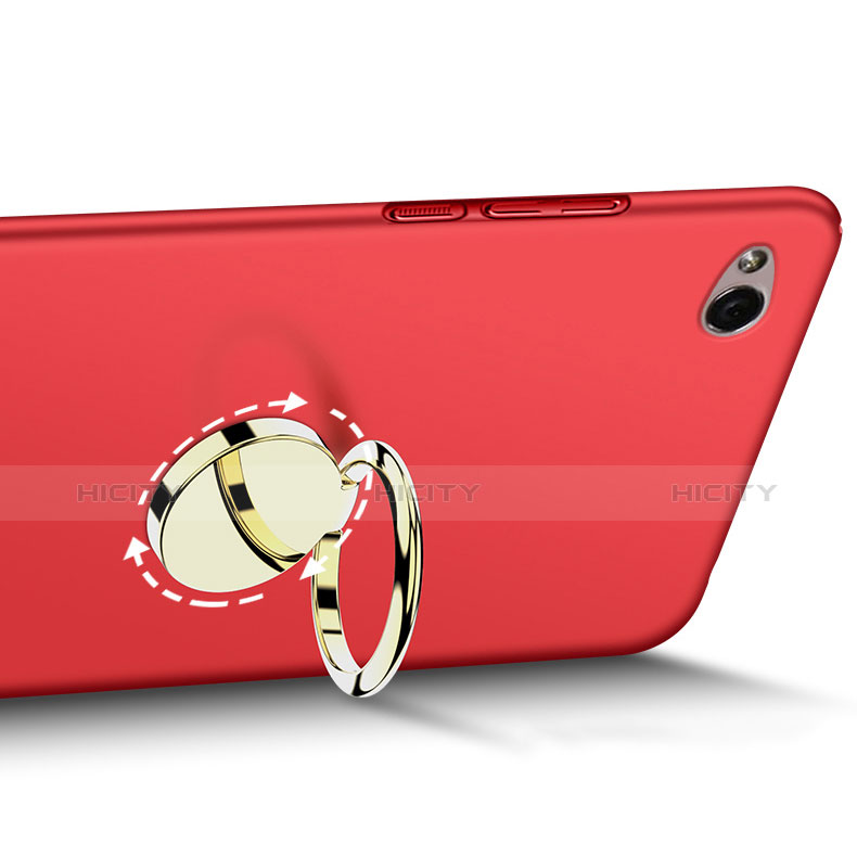 Cover Plastica Rigida Opaca con Anello Supporto A02 per Xiaomi Redmi 3 Rosso