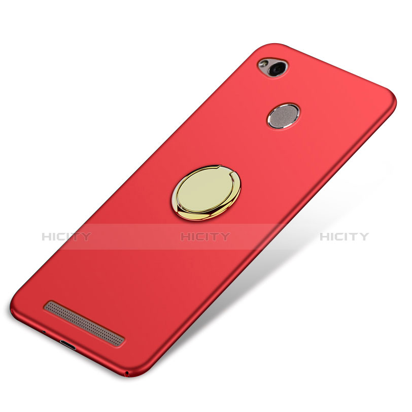 Cover Plastica Rigida Opaca con Anello Supporto A02 per Xiaomi Redmi 3S Rosso