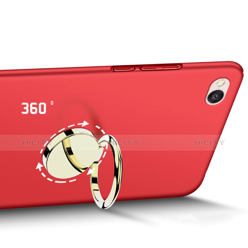 Cover Plastica Rigida Opaca con Anello Supporto A02 per Xiaomi Redmi 4A Rosso