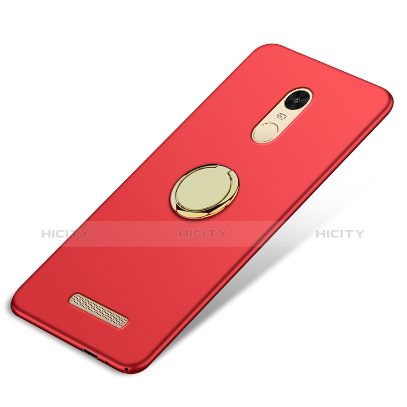 Cover Plastica Rigida Opaca con Anello Supporto A02 per Xiaomi Redmi Note 3 Pro Rosso
