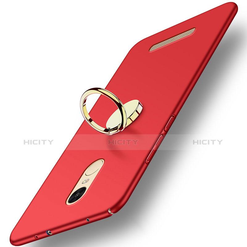 Cover Plastica Rigida Opaca con Anello Supporto A02 per Xiaomi Redmi Note 3 Rosso