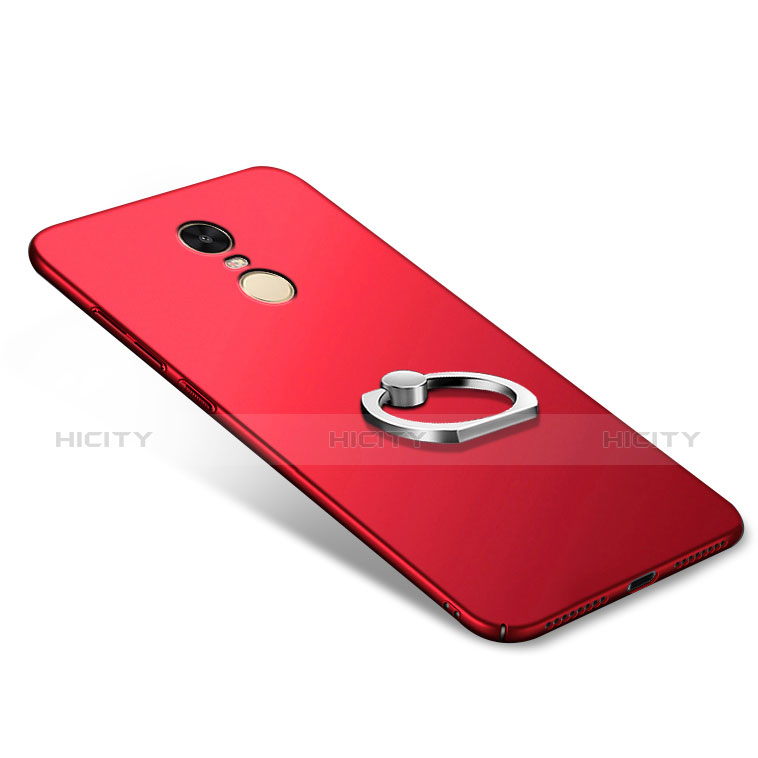 Cover Plastica Rigida Opaca con Anello Supporto A02 per Xiaomi Redmi Note 4 Rosso