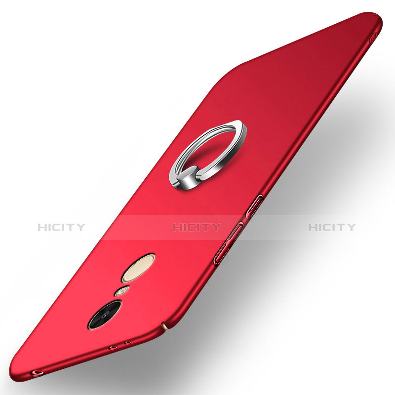 Cover Plastica Rigida Opaca con Anello Supporto A02 per Xiaomi Redmi Note 4 Standard Edition Rosso