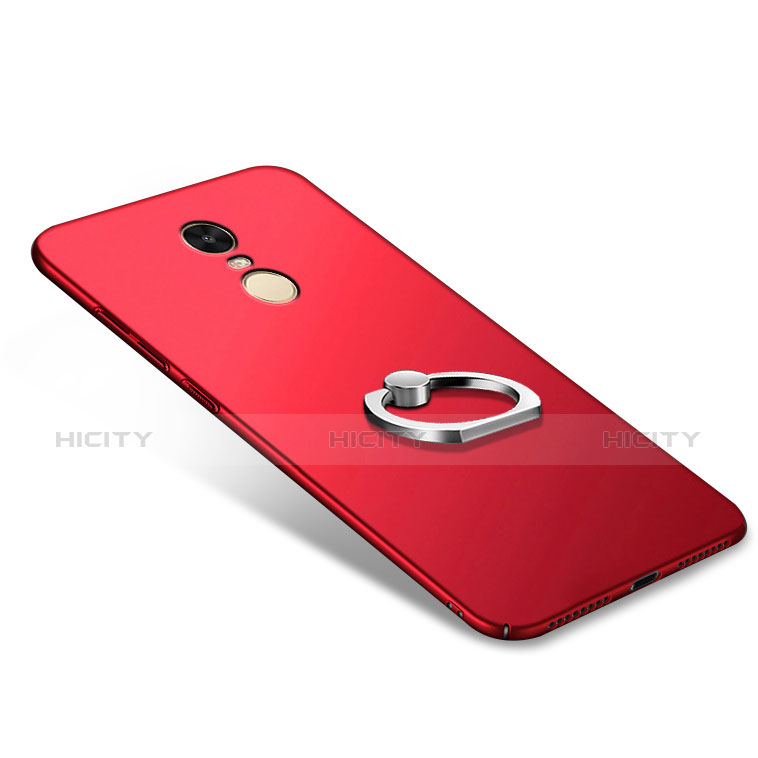 Cover Plastica Rigida Opaca con Anello Supporto A02 per Xiaomi Redmi Note 4 Standard Edition Rosso