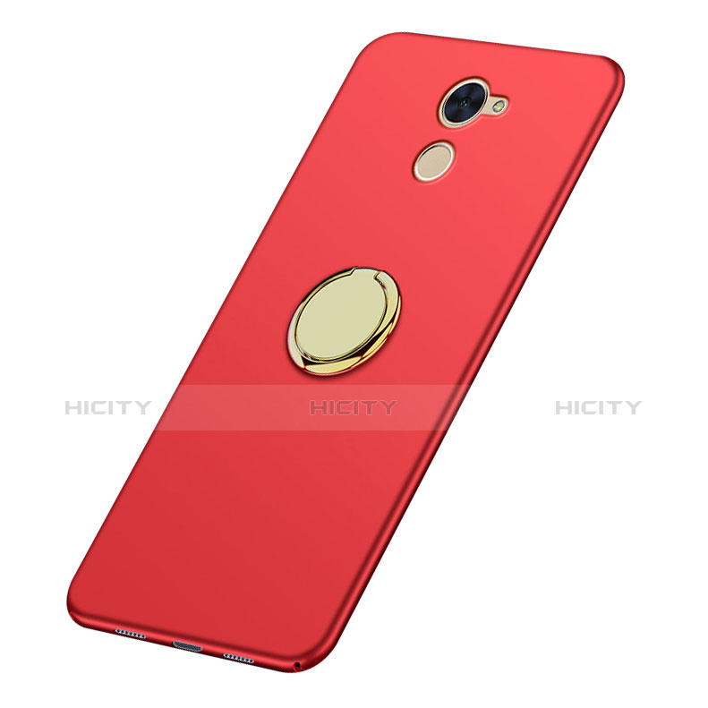 Cover Plastica Rigida Opaca con Anello Supporto A03 per Huawei Enjoy 7 Plus Rosso