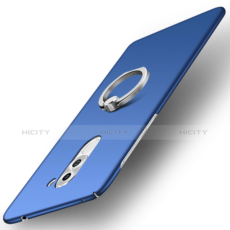Cover Plastica Rigida Opaca con Anello Supporto A03 per Huawei Honor 6X Pro Blu