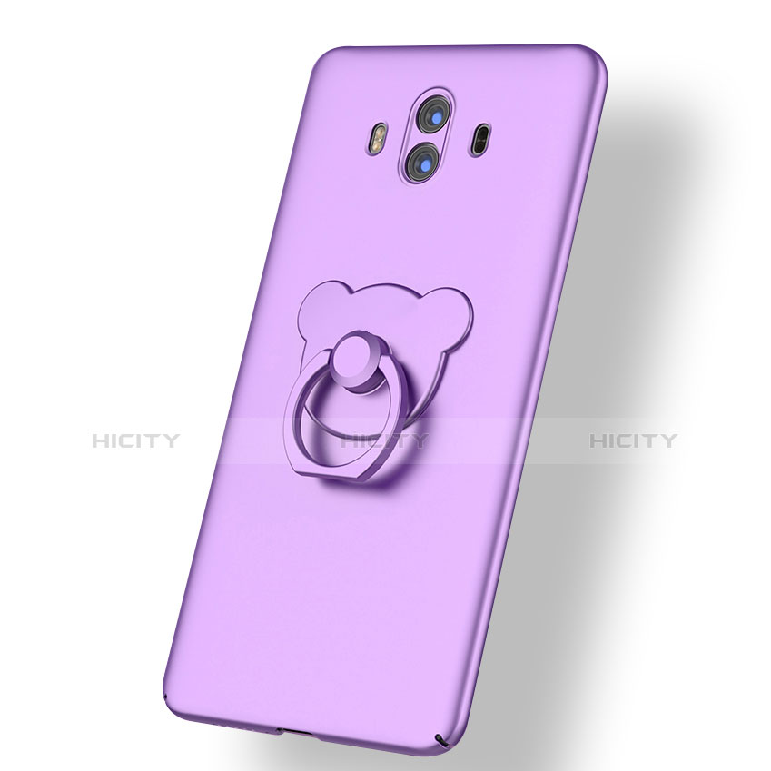 Cover Plastica Rigida Opaca con Anello Supporto A03 per Huawei Mate 10 Viola