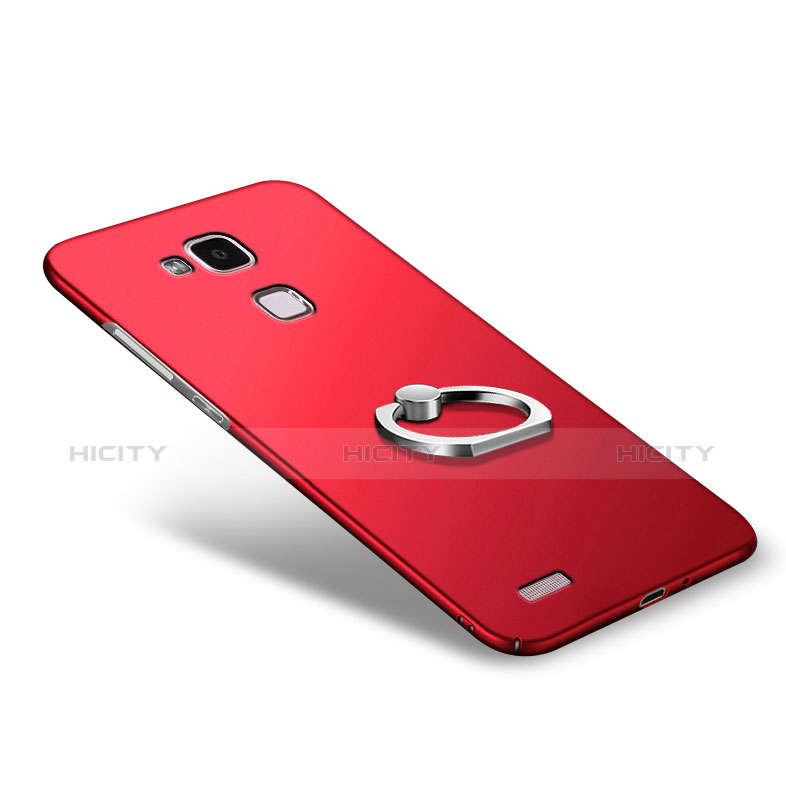 Cover Plastica Rigida Opaca con Anello Supporto A03 per Huawei Mate 7 Rosso
