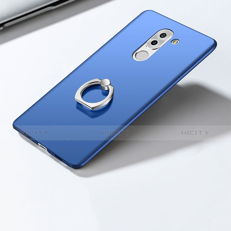 Cover Plastica Rigida Opaca con Anello Supporto A03 per Huawei Mate 9 Lite Blu