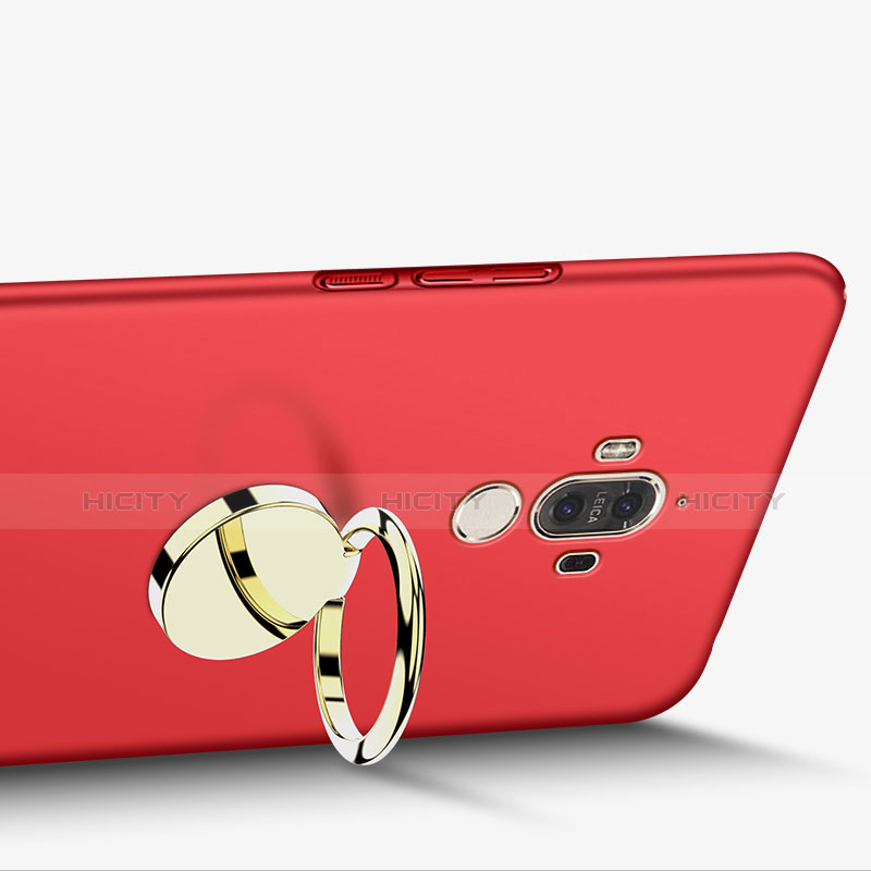 Cover Plastica Rigida Opaca con Anello Supporto A03 per Huawei Mate 9 Rosso