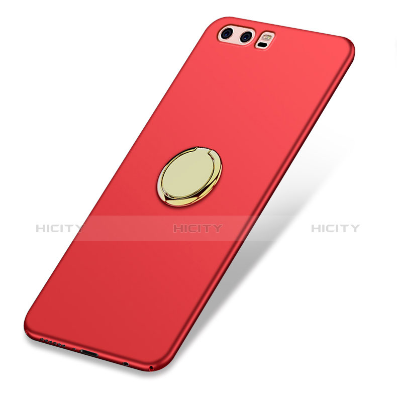 Cover Plastica Rigida Opaca con Anello Supporto A03 per Huawei P10 Plus Rosso