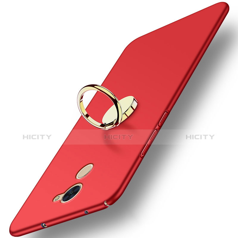 Cover Plastica Rigida Opaca con Anello Supporto A03 per Huawei Y7 Prime Rosso