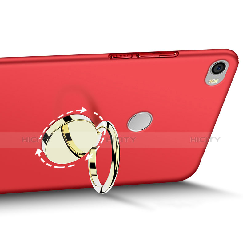 Cover Plastica Rigida Opaca con Anello Supporto A03 per Xiaomi Mi Max Rosso