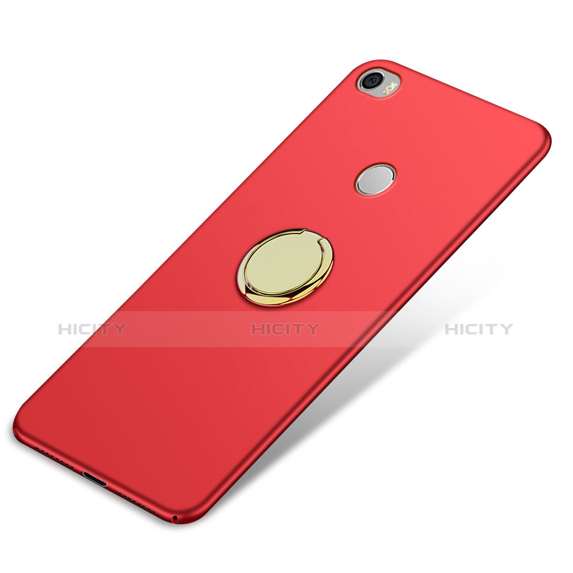 Cover Plastica Rigida Opaca con Anello Supporto A03 per Xiaomi Mi Max Rosso