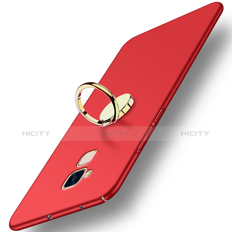 Cover Plastica Rigida Opaca con Anello Supporto A04 per Huawei Honor 7 Lite Rosso