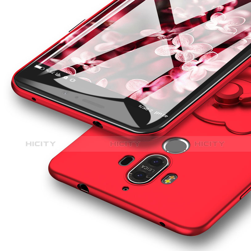Cover Plastica Rigida Opaca con Anello Supporto A04 per Huawei Mate 9 Rosso