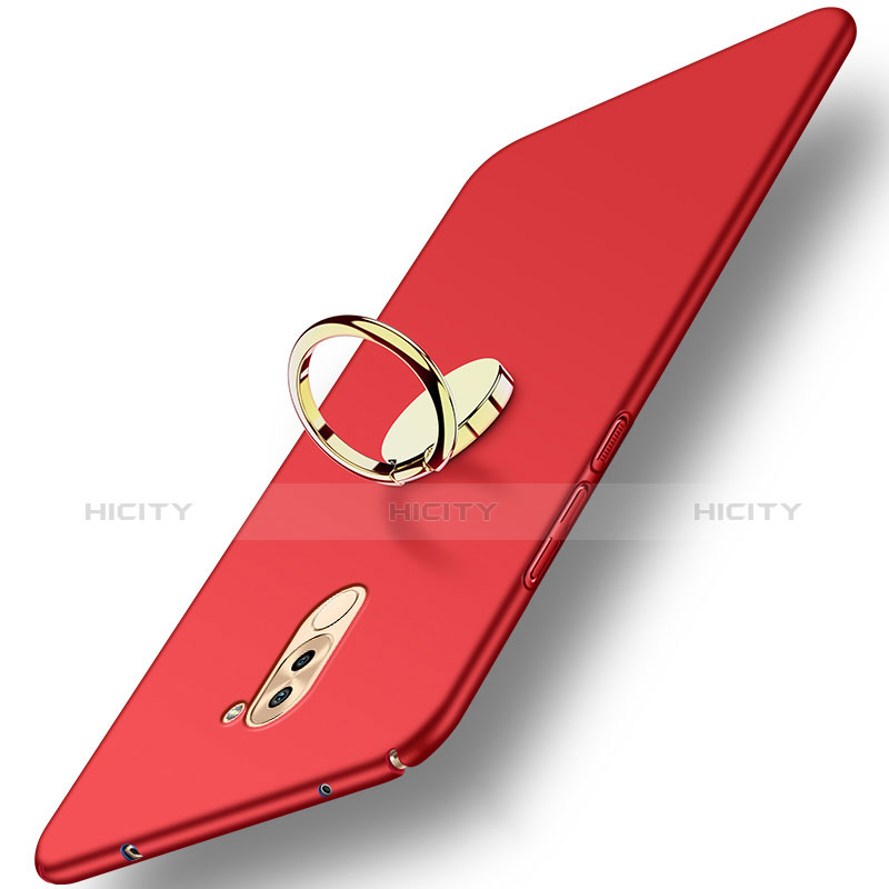 Cover Plastica Rigida Opaca con Anello Supporto A05 per Huawei Honor 6X Rosso