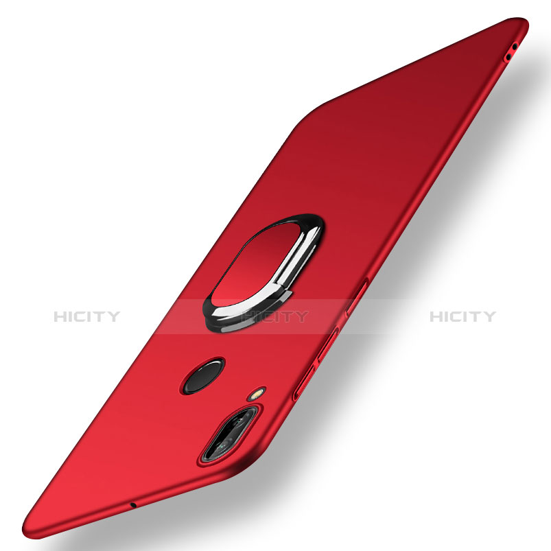 Cover Plastica Rigida Opaca con Anello Supporto e Cordoncino per Huawei Nova 3e Rosso