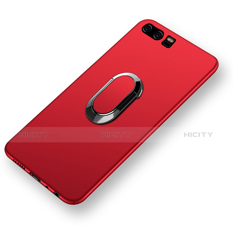 Cover Plastica Rigida Opaca con Anello Supporto e Cordoncino per Huawei P10 Rosso