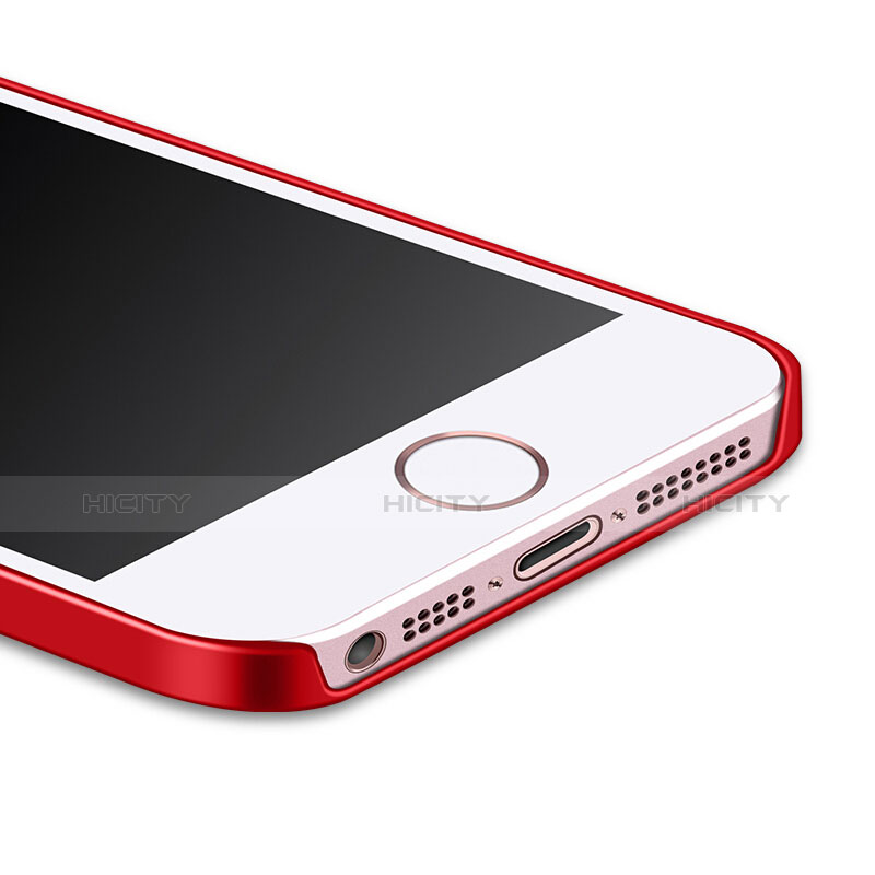 Cover Plastica Rigida Opaca con Anello Supporto per Apple iPhone 5 Rosso