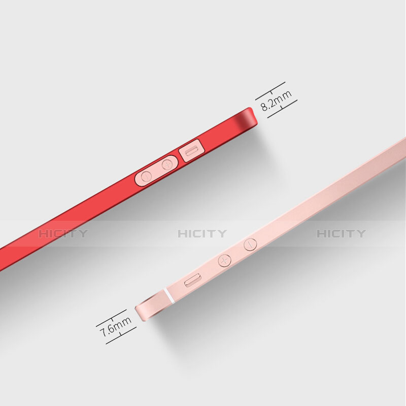 Cover Plastica Rigida Opaca con Anello Supporto per Apple iPhone 5 Rosso