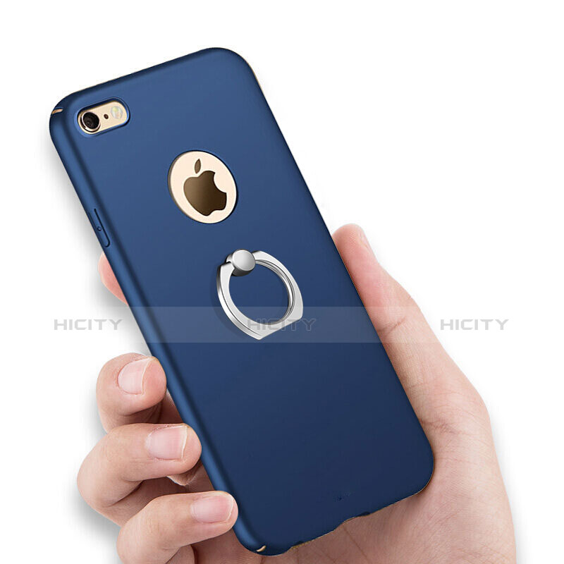 Cover Plastica Rigida Opaca con Anello Supporto per Apple iPhone 6 Blu