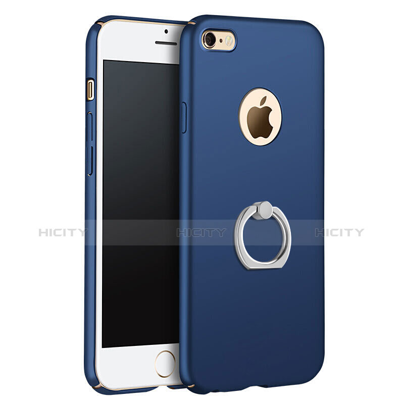 Cover Plastica Rigida Opaca con Anello Supporto per Apple iPhone 6 Blu