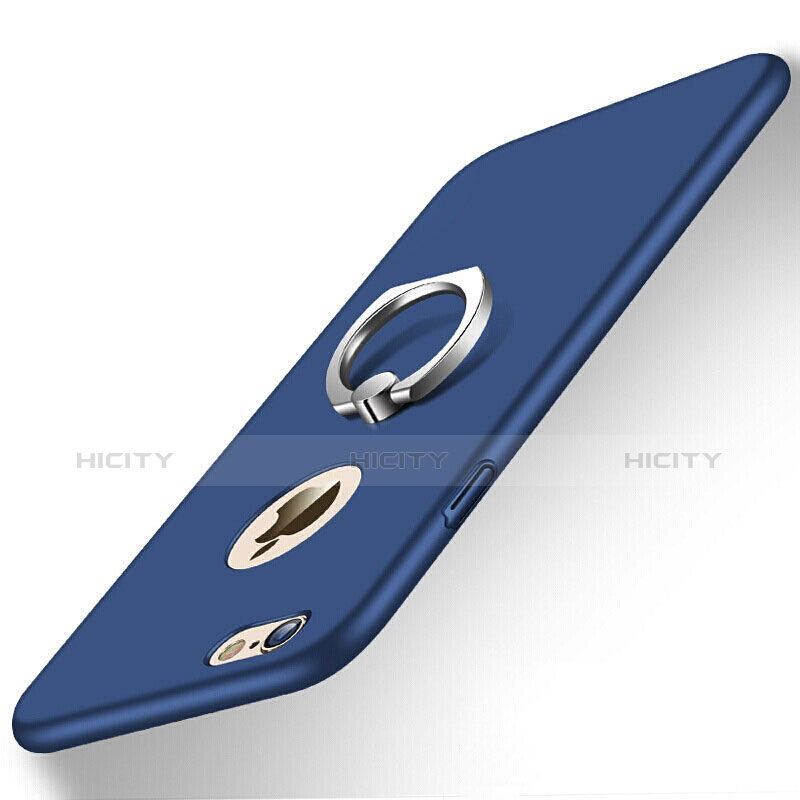 Cover Plastica Rigida Opaca con Anello Supporto per Apple iPhone 6 Plus Blu