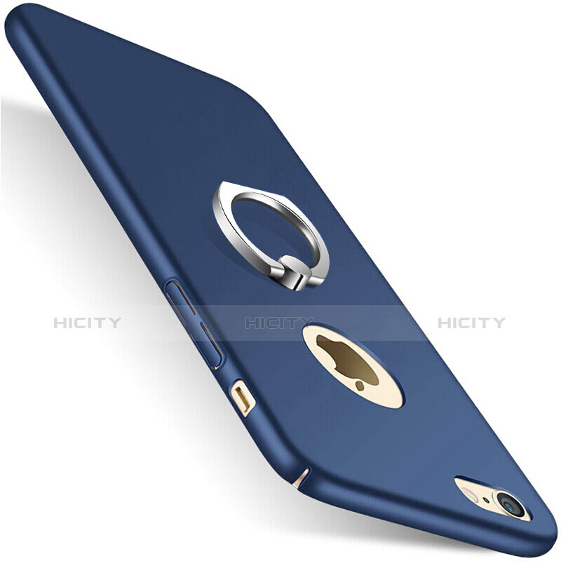 Cover Plastica Rigida Opaca con Anello Supporto per Apple iPhone 6 Plus Blu
