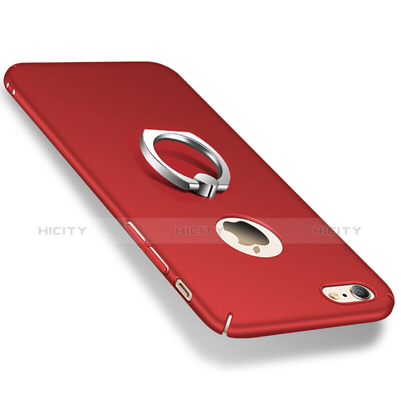 Cover Plastica Rigida Opaca con Anello Supporto per Apple iPhone 6S Rosso