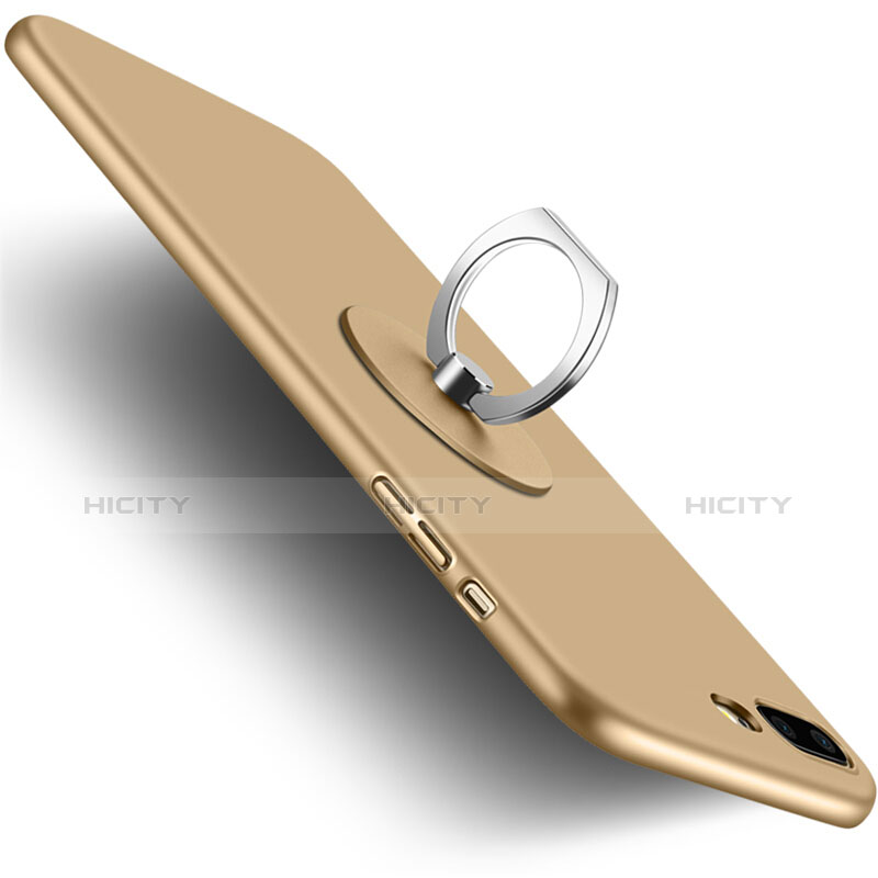 Cover Plastica Rigida Opaca con Anello Supporto per Apple iPhone 7 Plus Oro