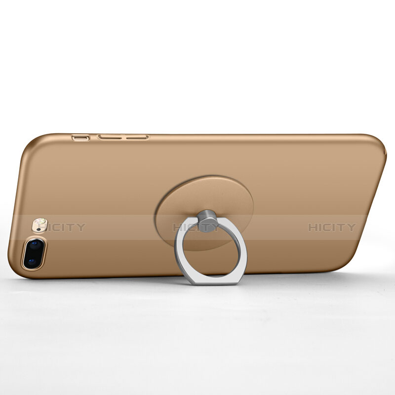 Cover Plastica Rigida Opaca con Anello Supporto per Apple iPhone 8 Plus Oro