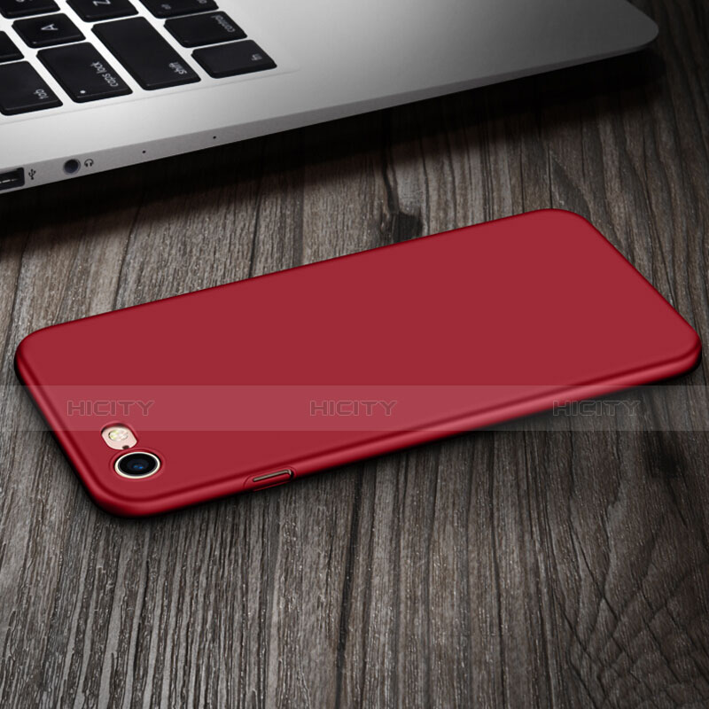 Cover Plastica Rigida Opaca con Anello Supporto per Apple iPhone 8 Rosso