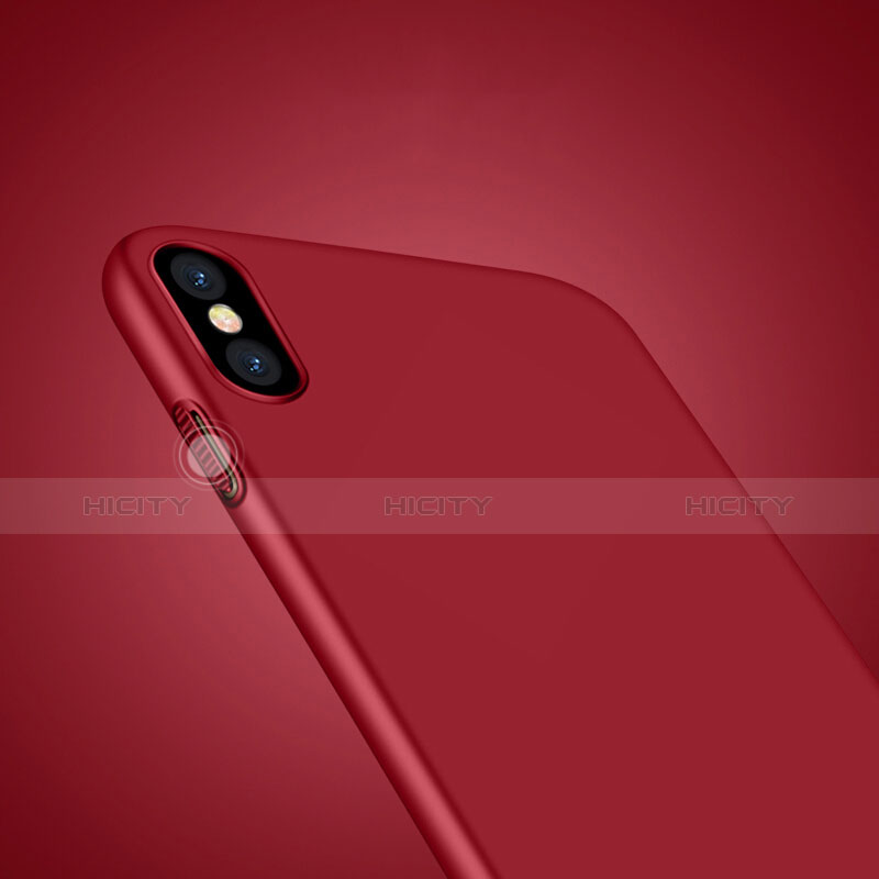 Cover Plastica Rigida Opaca con Anello Supporto per Apple iPhone X Rosso