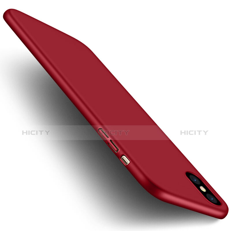Cover Plastica Rigida Opaca con Anello Supporto per Apple iPhone Xs Rosso