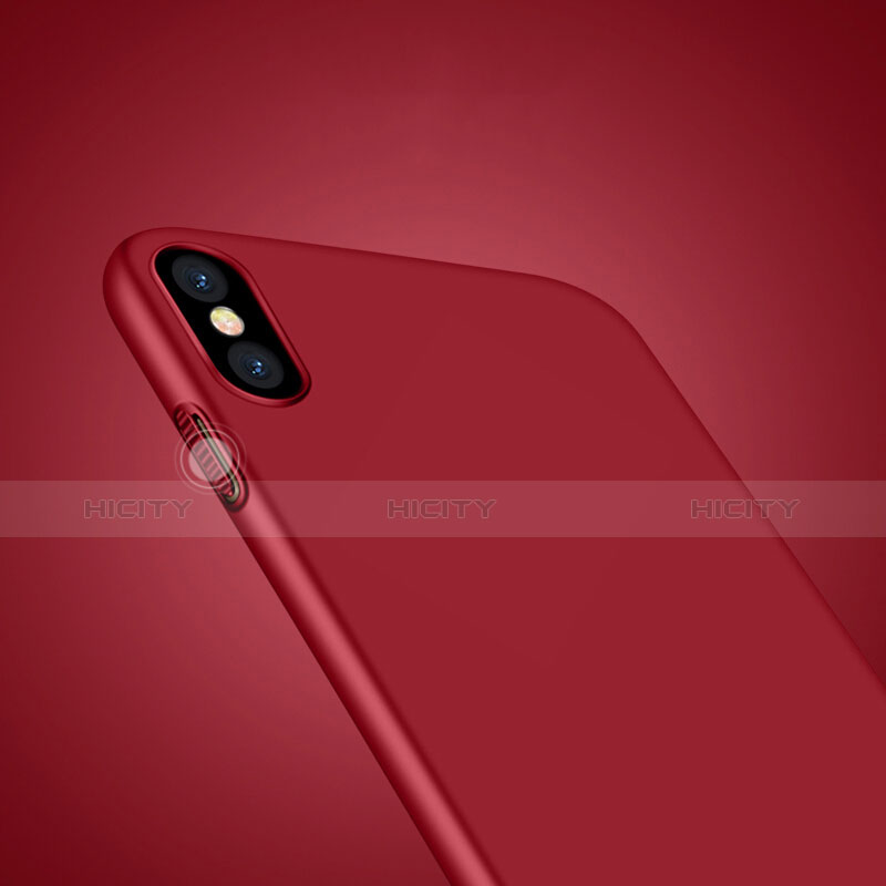 Cover Plastica Rigida Opaca con Anello Supporto per Apple iPhone Xs Rosso