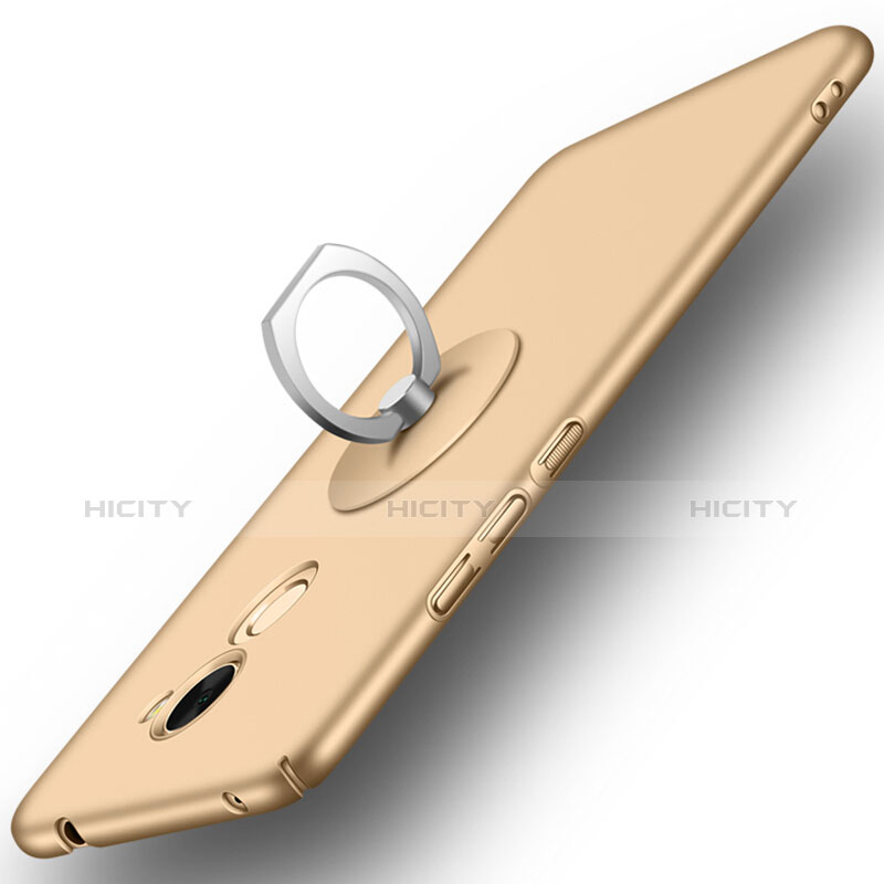 Cover Plastica Rigida Opaca con Anello Supporto per Huawei Enjoy 7 Plus Oro