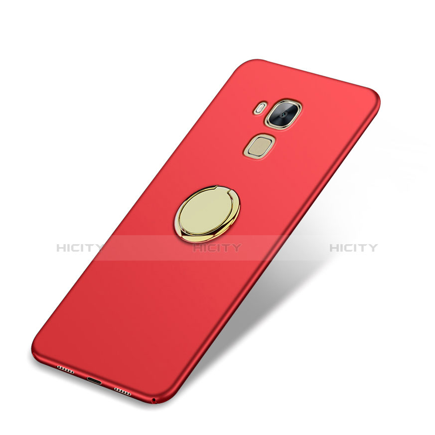 Cover Plastica Rigida Opaca con Anello Supporto per Huawei G9 Plus Rosso