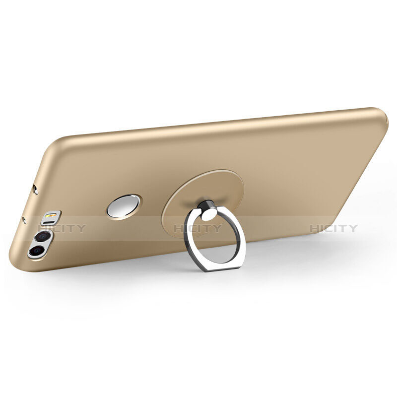 Cover Plastica Rigida Opaca con Anello Supporto per Huawei Honor 8 Oro