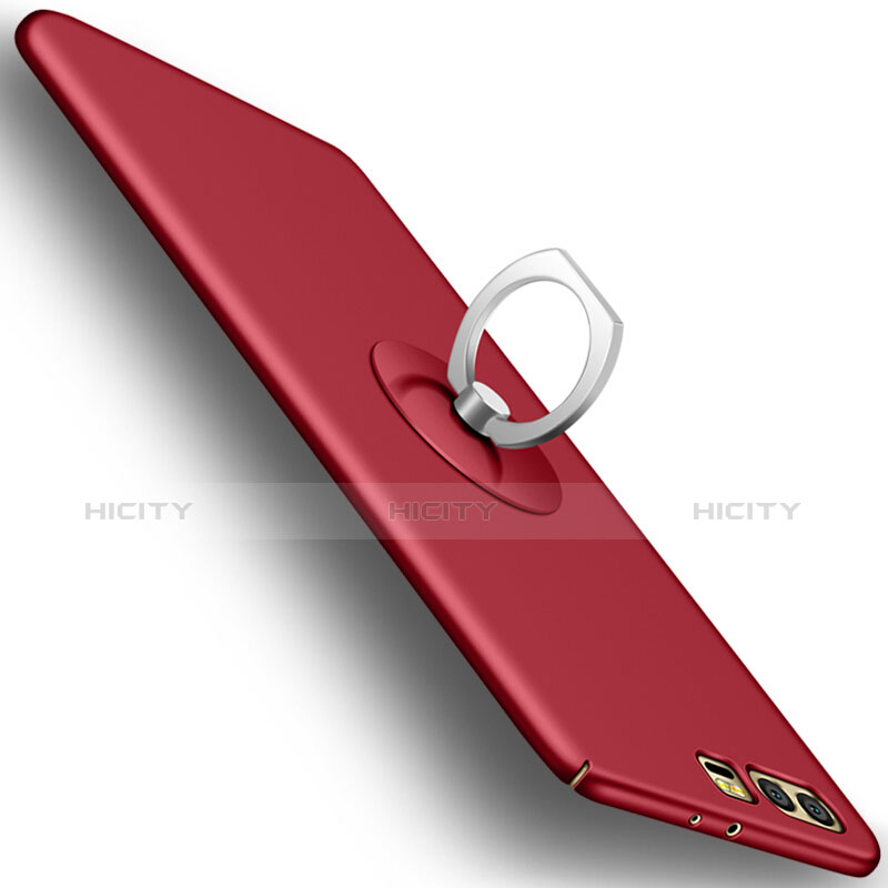 Cover Plastica Rigida Opaca con Anello Supporto per Huawei Honor 9 Premium Rosso