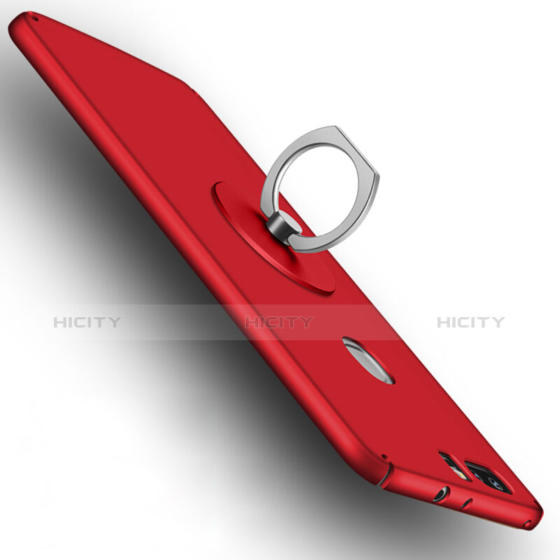 Cover Plastica Rigida Opaca con Anello Supporto per Huawei Honor V8 Rosso