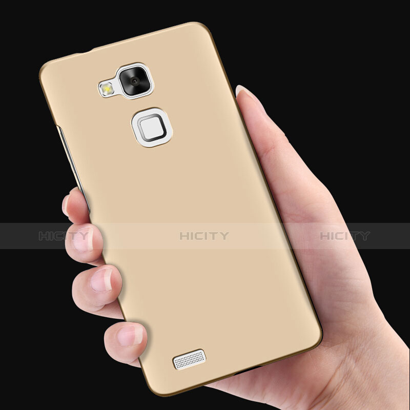 Cover Plastica Rigida Opaca con Anello Supporto per Huawei Mate 7 Oro