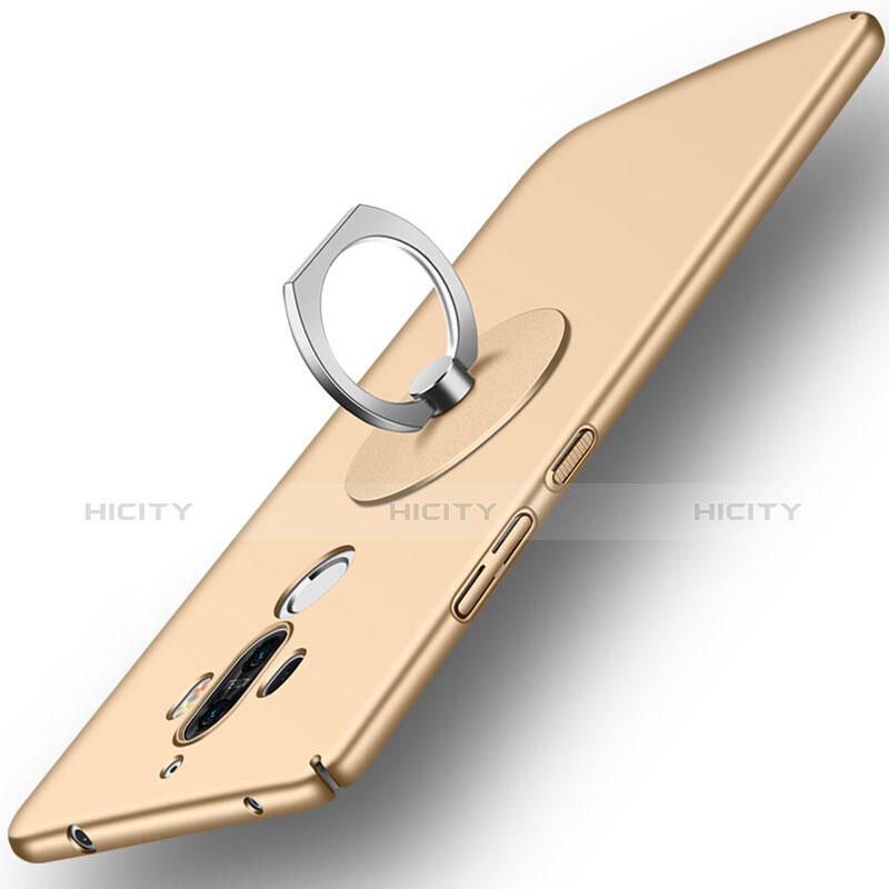 Cover Plastica Rigida Opaca con Anello Supporto per Huawei Mate 9 Oro